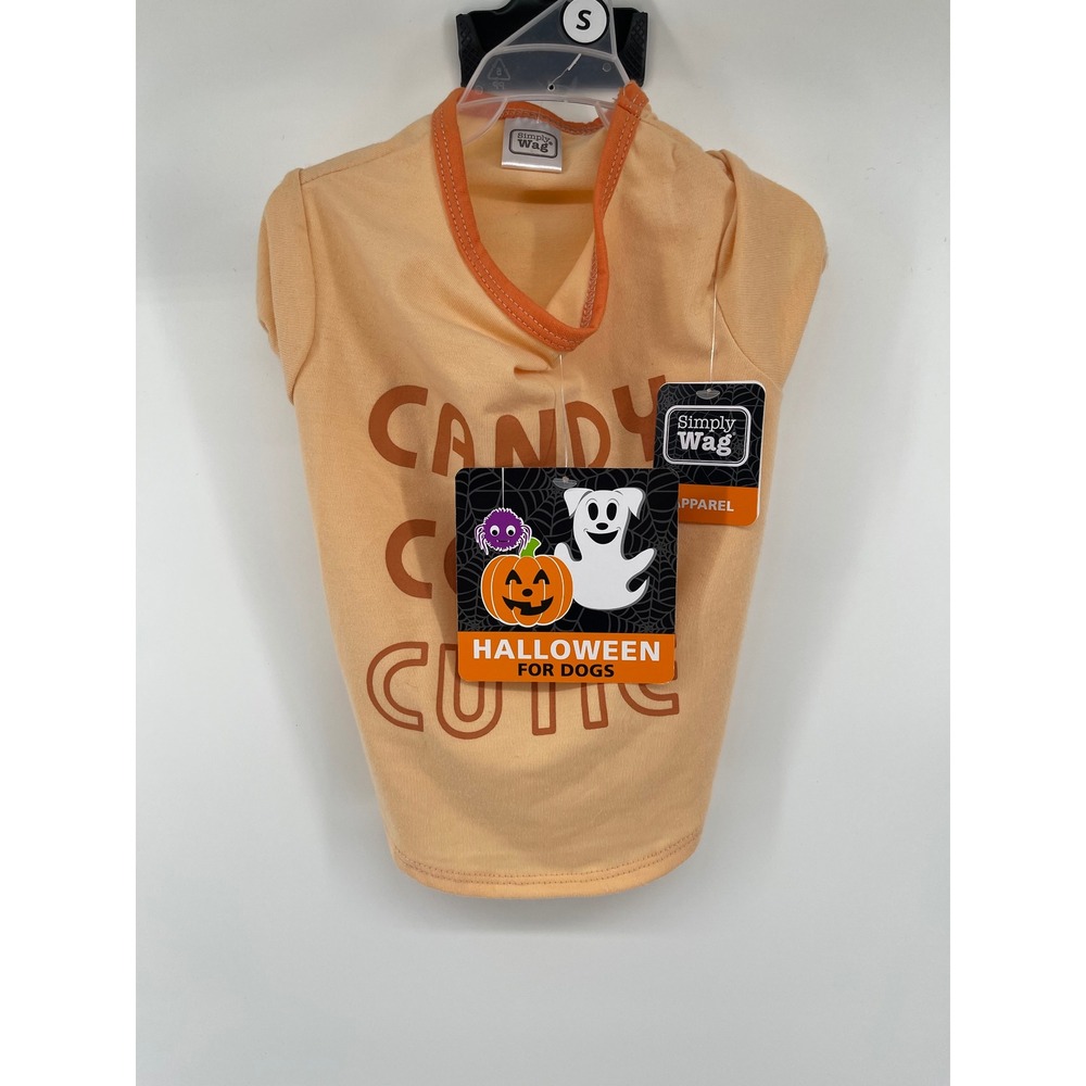 Simply Wag Dog T-Shirt Small Peach Candy Corn Cutie Halloween New